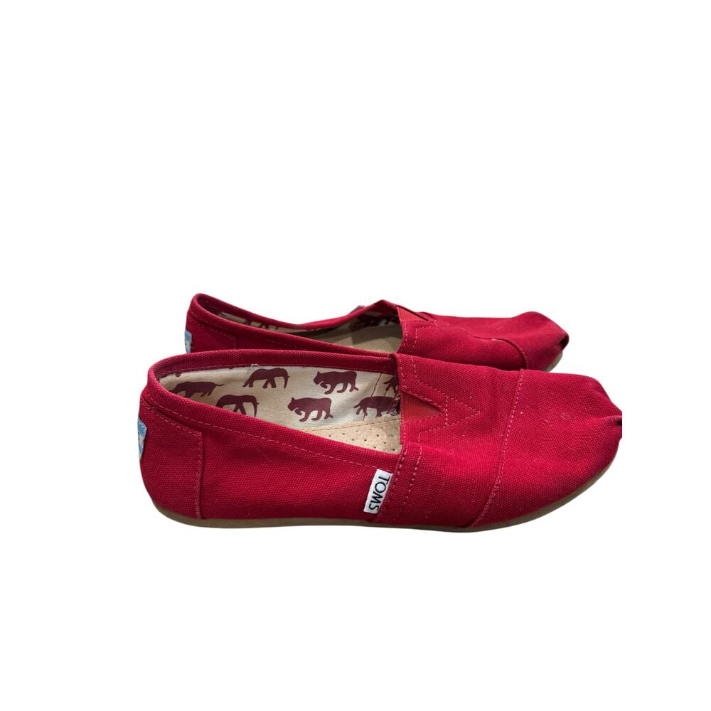 TOMS Red cotton canvas alpargata slip on flats sneakers size 7